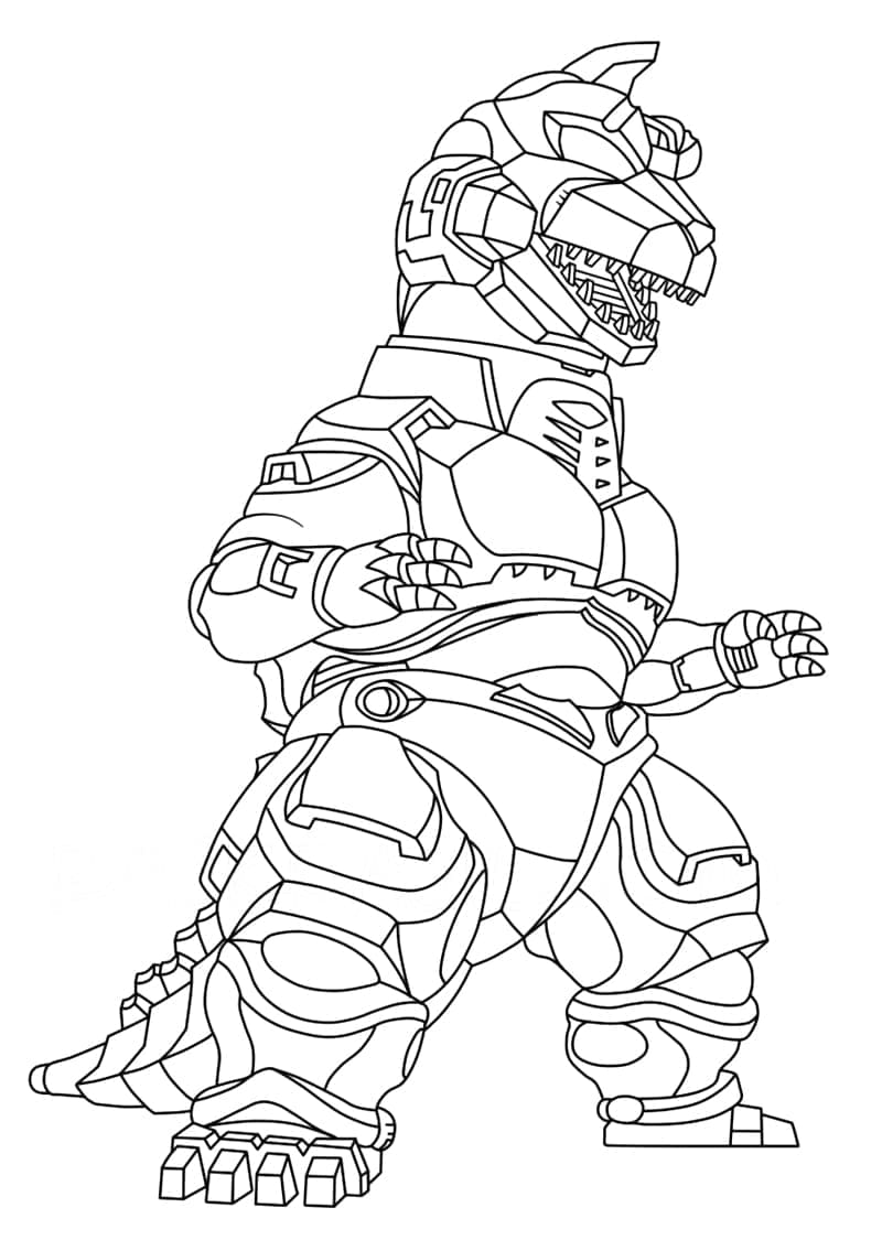 Desenhar Desenho de Mechagodzilla Fácil para Imprimir e Colorir
