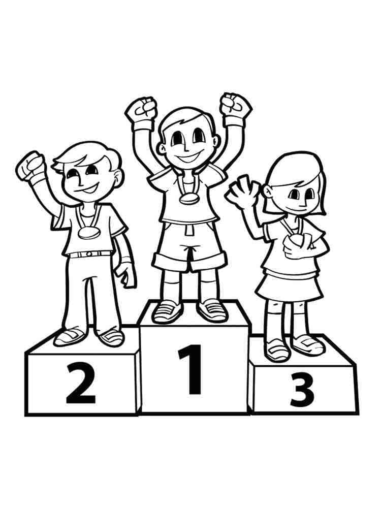Desenho de Crianças com Medalhas para Colorir