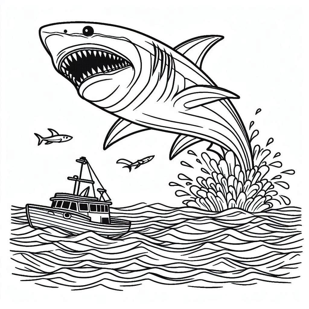 Desenho de Imagem de Megalodon para Colorir