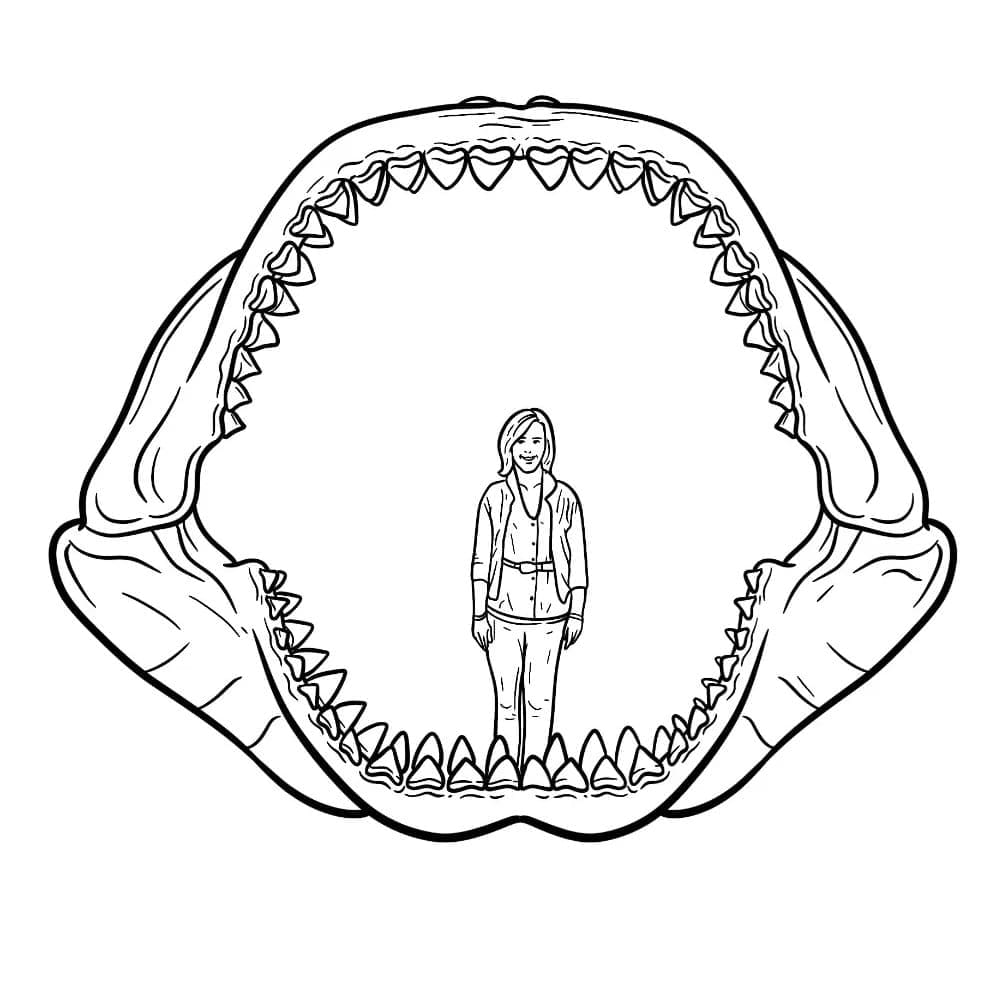 Desenho de Mandíbulas de Megalodon para Colorir