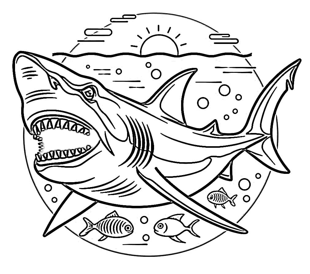Desenho de Megalodon Bravo para Colorir