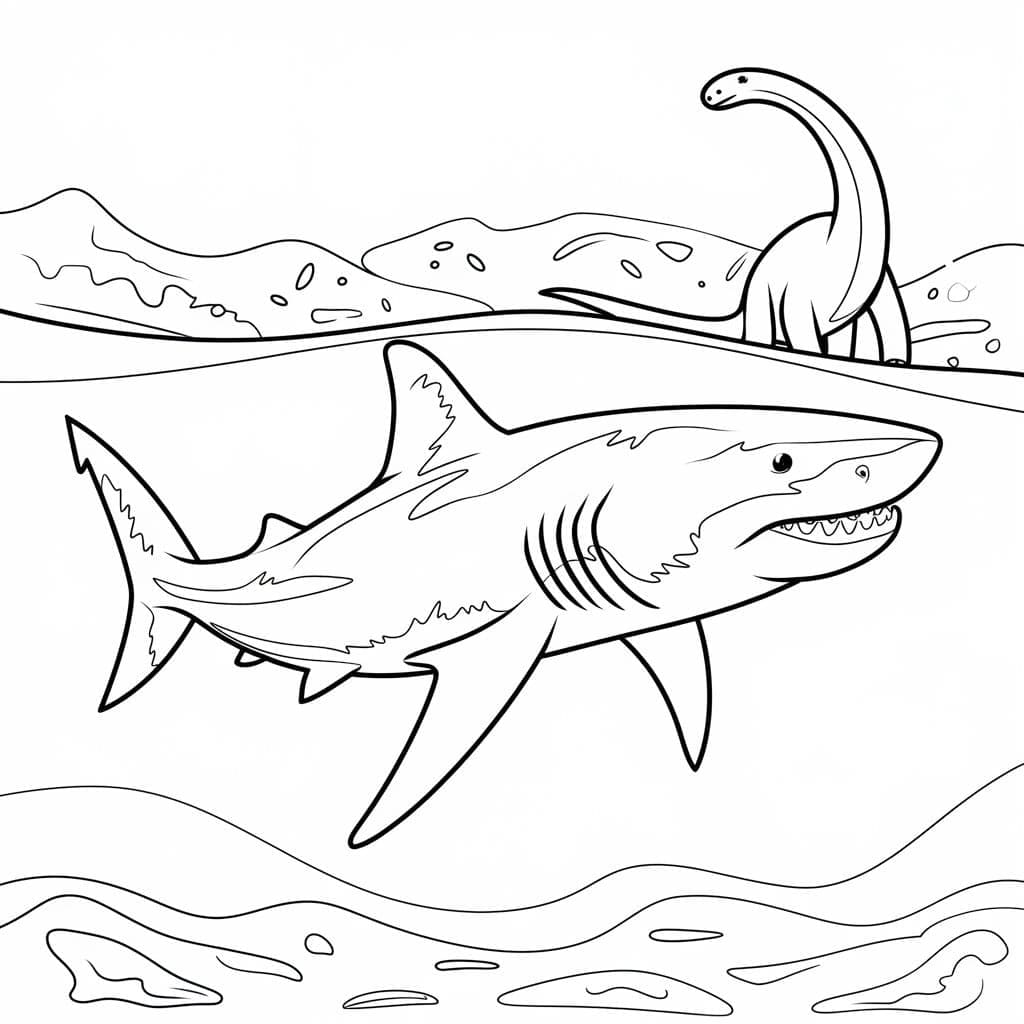Desenho de Megalodon Imprimivel para Colorir