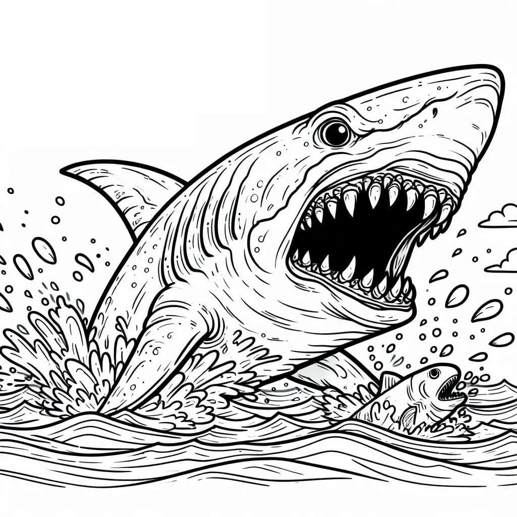 Desenho de Megalodon para Crianças de 3 Ano para Colorir