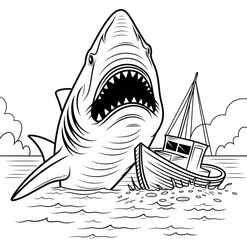 Desenho de Megalodon para Crianças de 6 Ano para Colorir