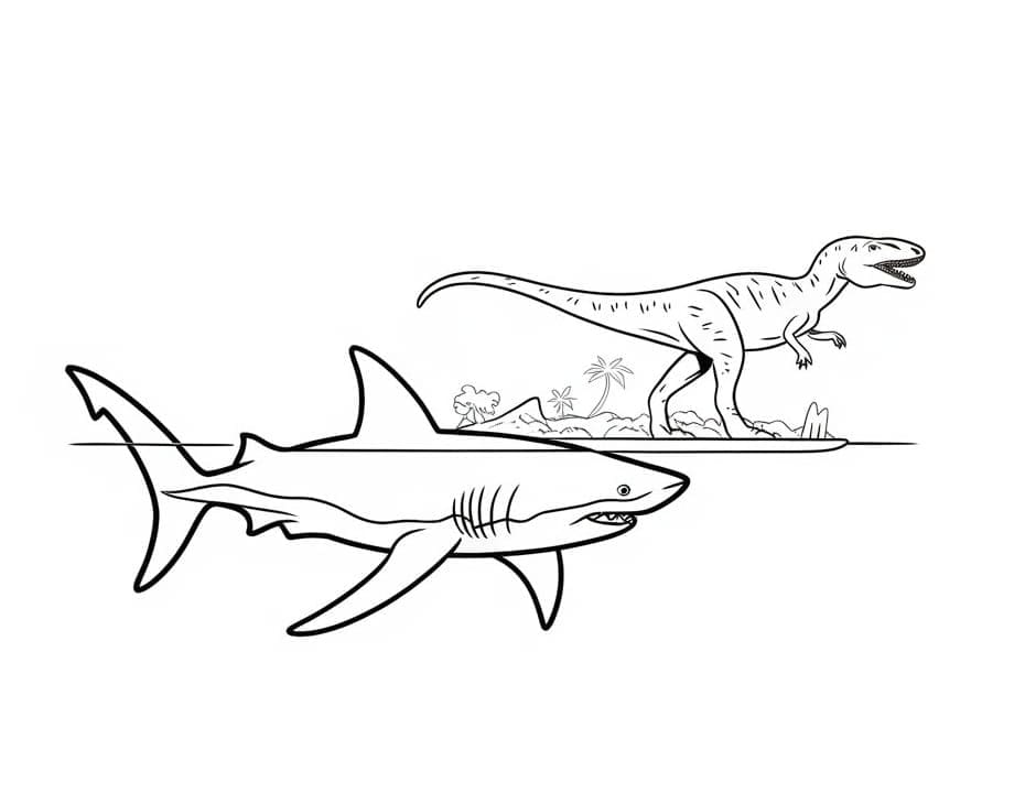 Desenho de Megalodon para Crianças para Colorir