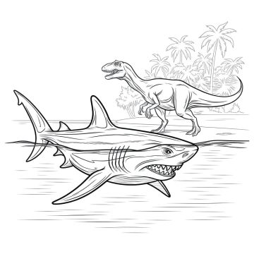 Desenho de Megalodonte grátis para crianças para Colorir