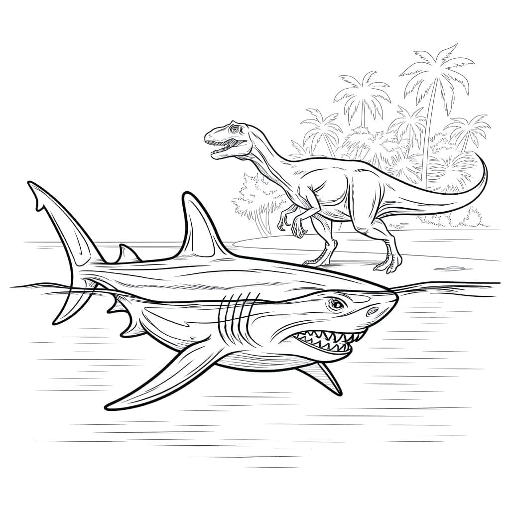 Desenho de Megalodonte Grátis para Crianças para Colorir