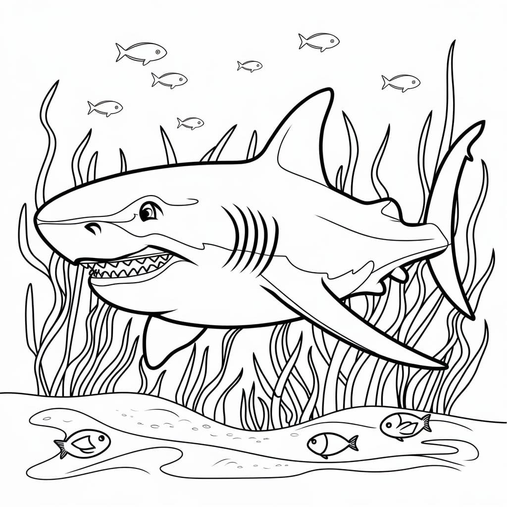Desenho de Megalodonte para Crianças de 1 Ano para Colorir