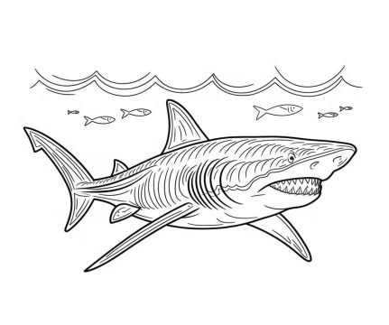 Desenho de tubarão Megalodon Gigante para Colorir