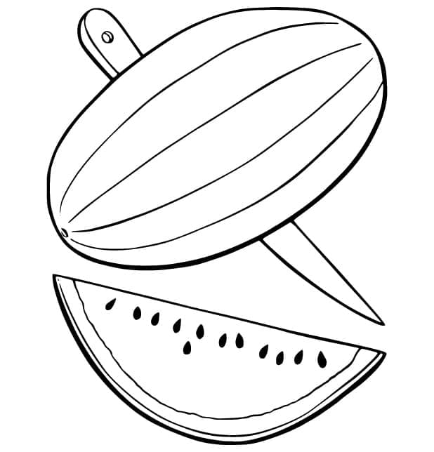 Desenho de Cortando Melancia para Colorir