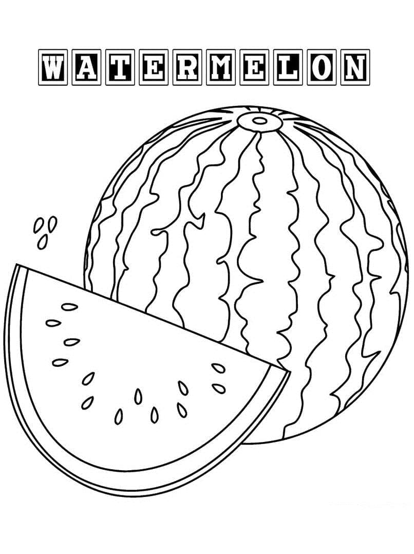 Desenho de Fruta Melancia para Colorir