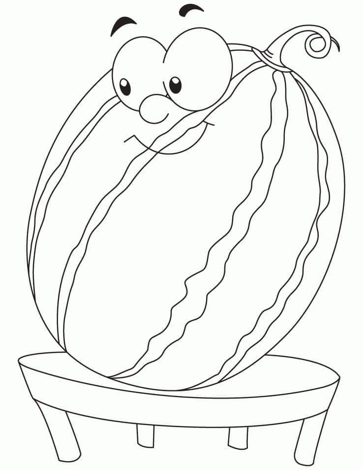 Desenho de Melancia Animada para Colorir