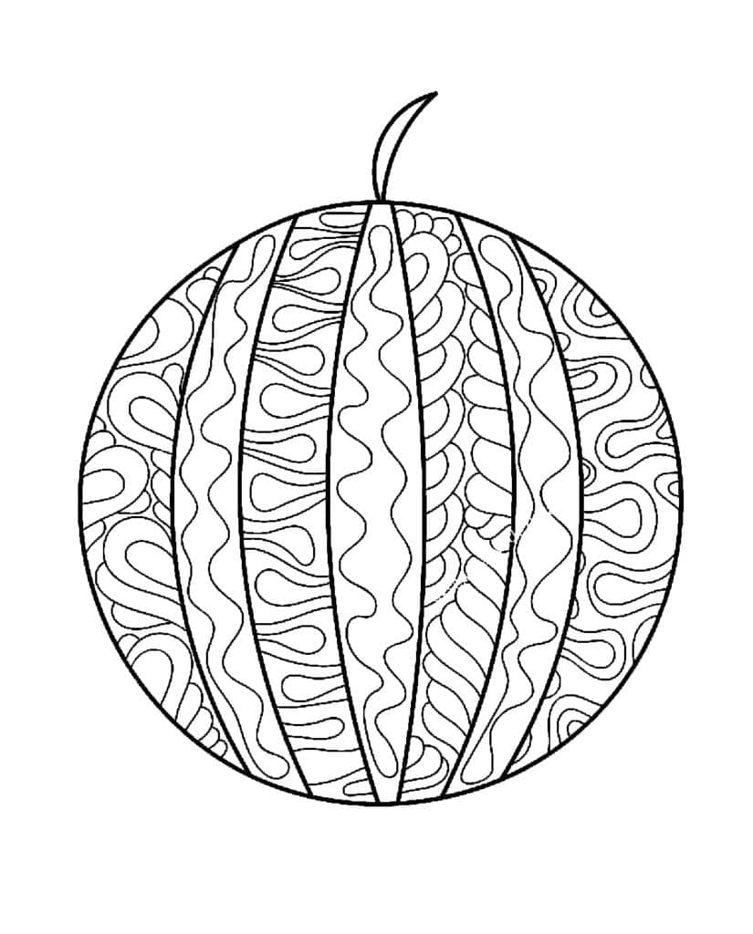 Desenho de Melancia Antiestresse para Colorir