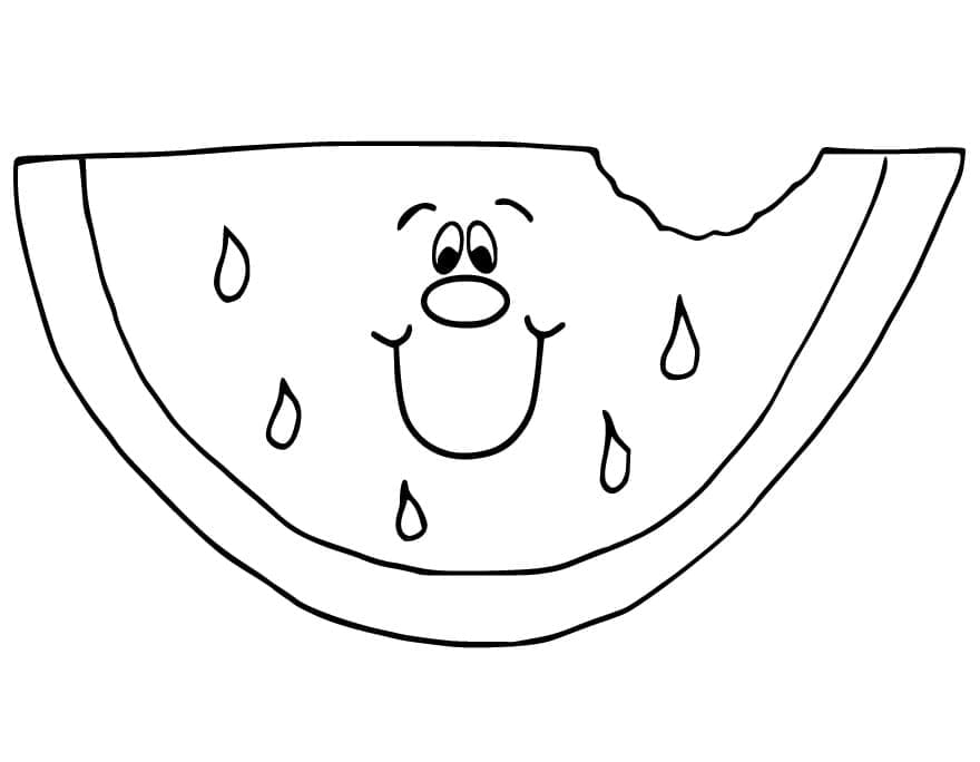 Desenho de Melancia Feliz para Colorir