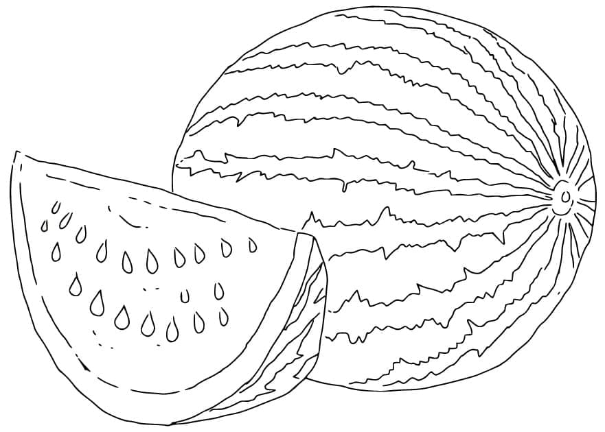 Desenho de Melancia Fresca para Colorir