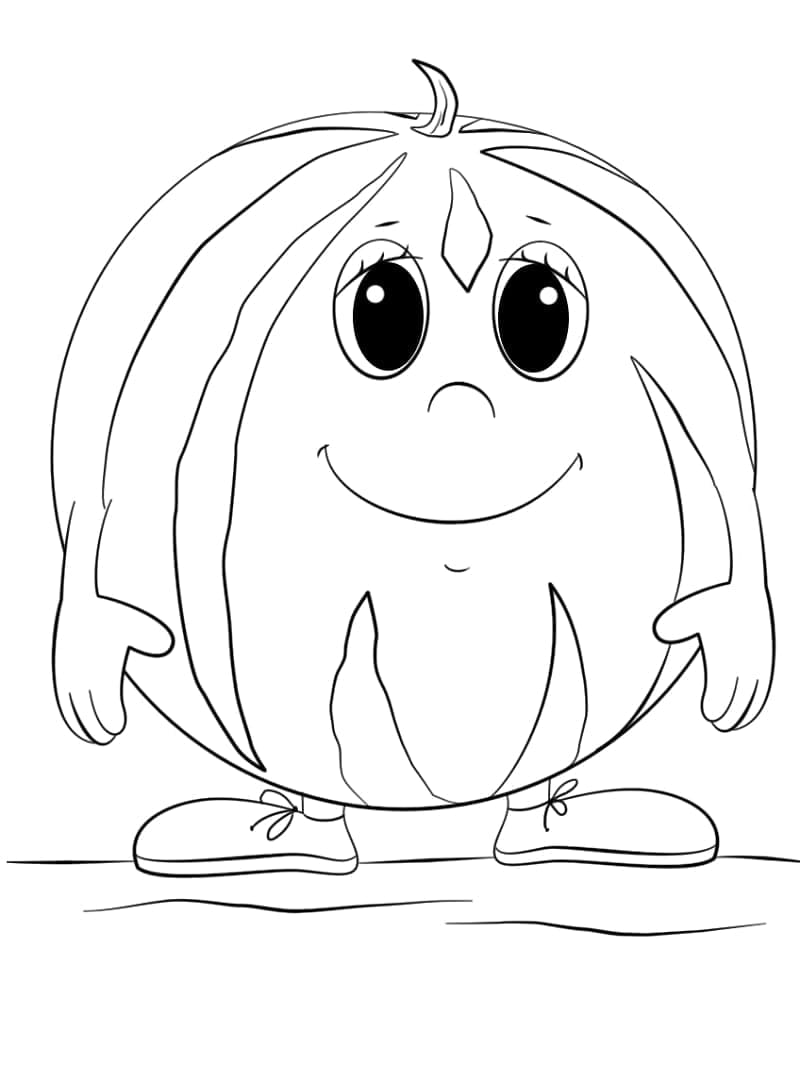 Desenho de Melancia Muito Fofa para Colorir