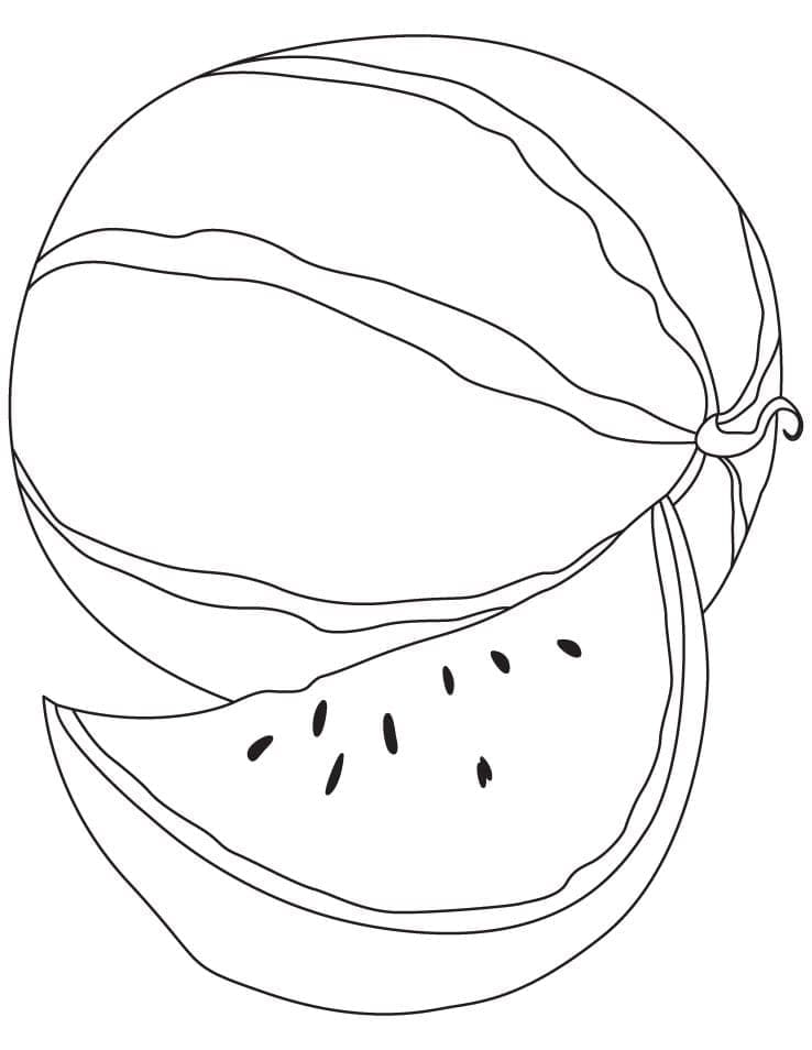 Desenho de Melancia Muito Simples para Colorir
