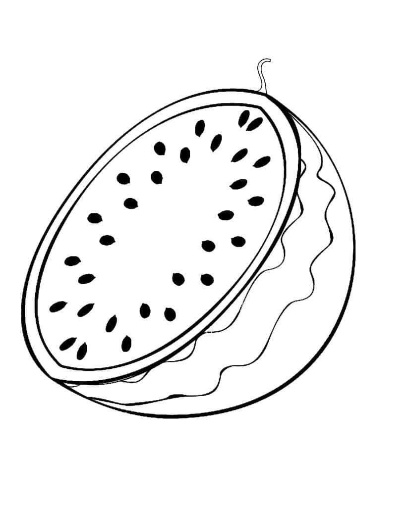 Desenho de Metade de Melancia para Colorir
