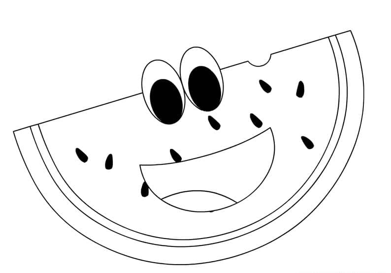 Desenho de uma Melancia de Desenho Animado para Colorir