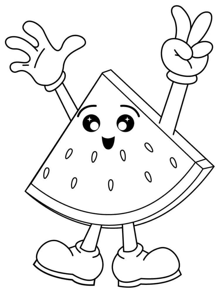 Desenho de uma Melancia Fofa para Colorir
