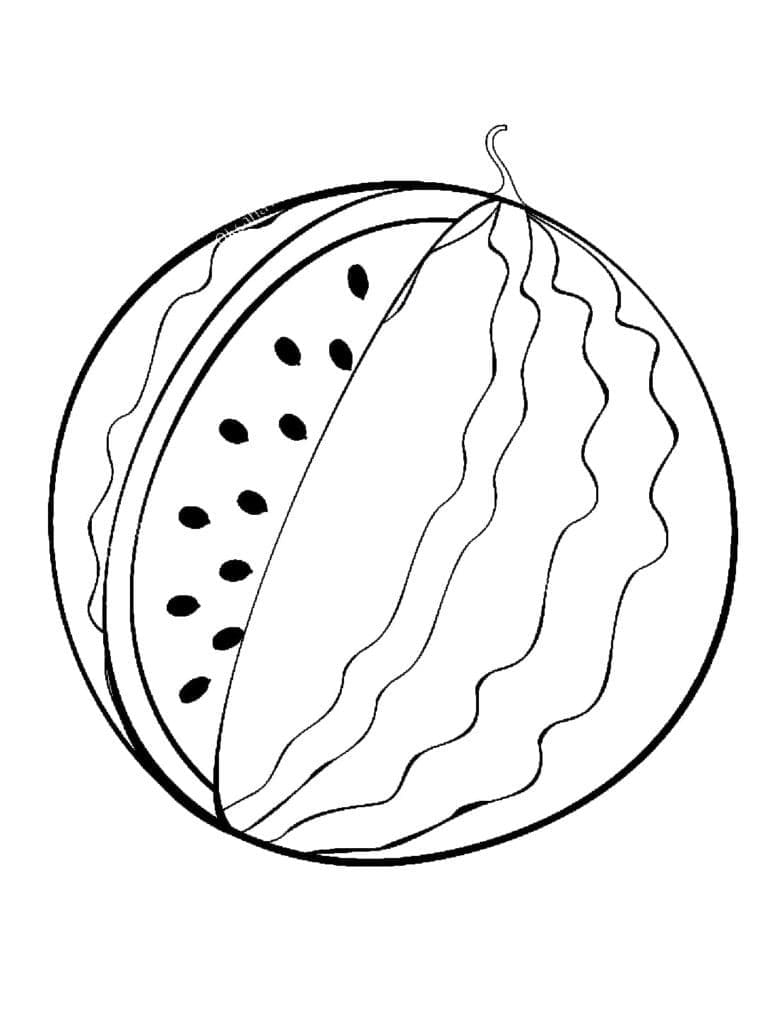 Desenho de uma Melancia Fresca para Colorir