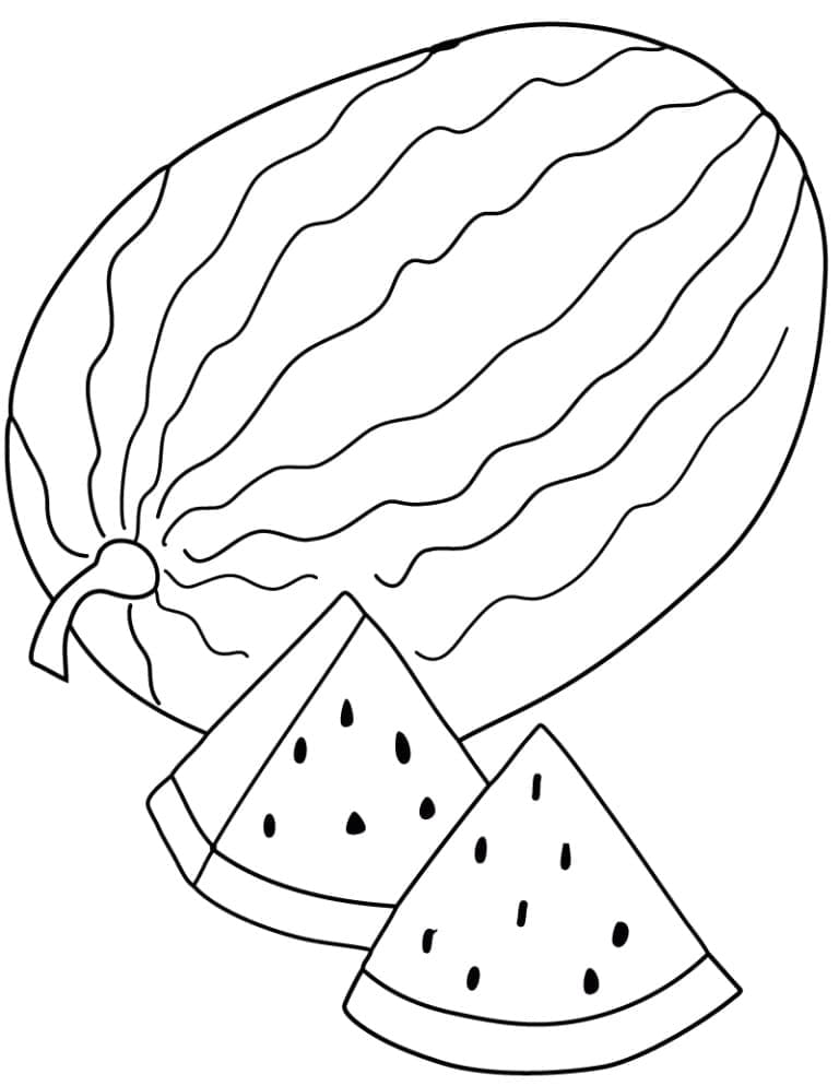 Desenho de uma Melancia Muito Fácil para Colorir