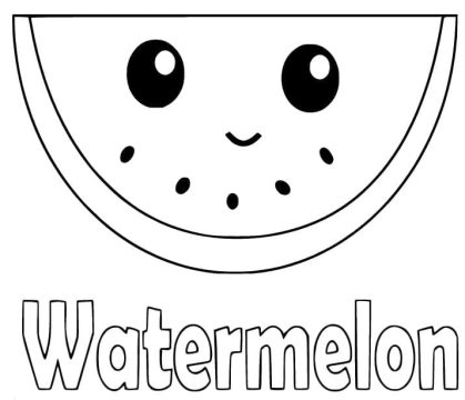 Desenho de Uma Melancia Muito Fofa para Colorir