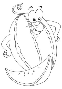 Desenho Pdf de Melancia de Desenho Animado para Imprimir e Pintar