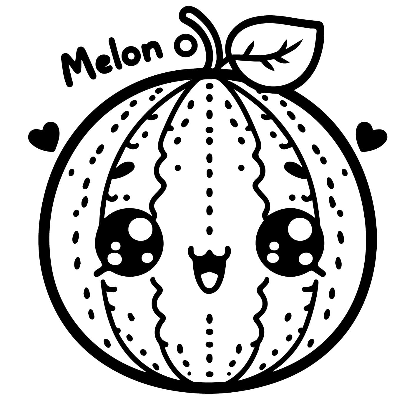 Desenho de Kawaii Melão para Colorir