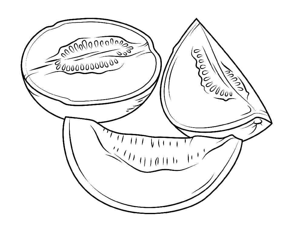 Desenho de Melão Aberto para Colorir