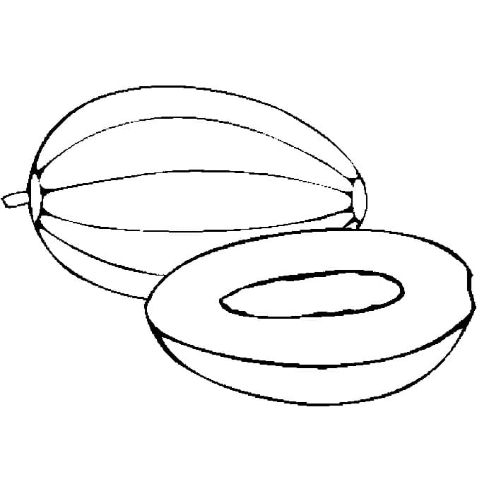 Desenho de Melão Cortado ao Meio para Colorir