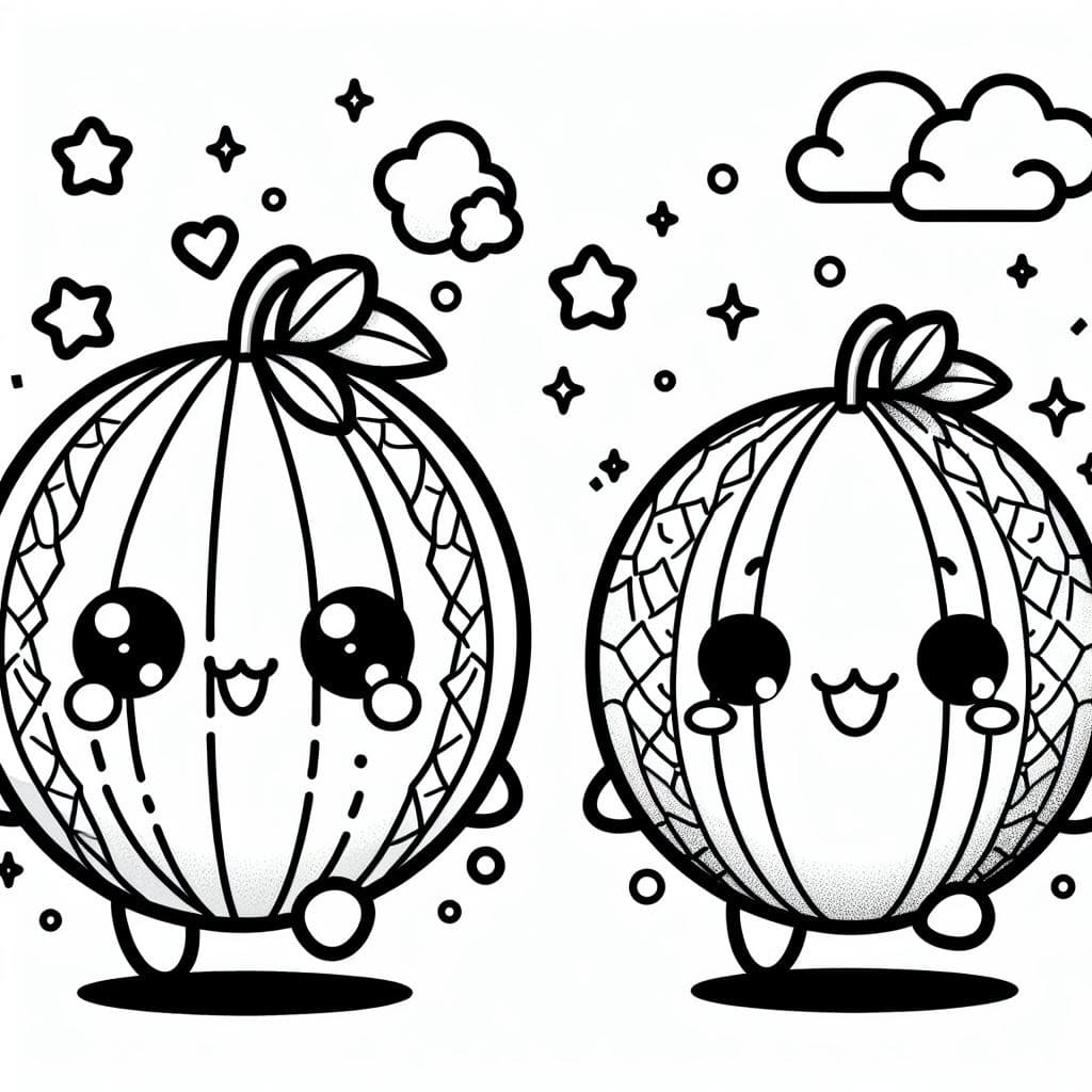 Desenho de Melões Fofos para Colorir