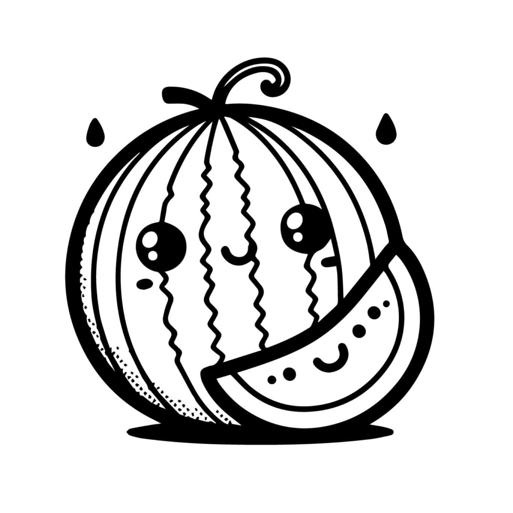 Desenho de um Melão Kawaii para Colorir