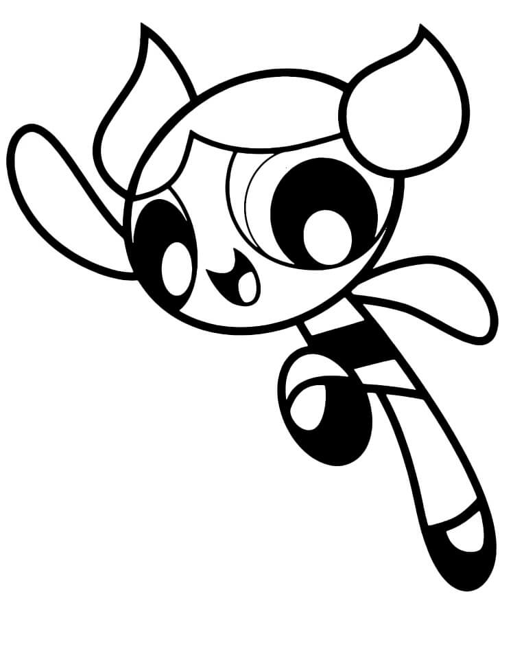 Desenho de Florzinha Meninas Superpoderosas Voando para Colorir