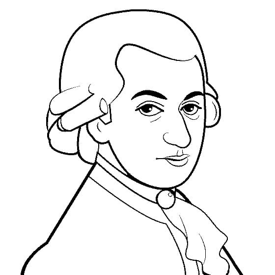 Desenho de Cara de Mozart para Colorir