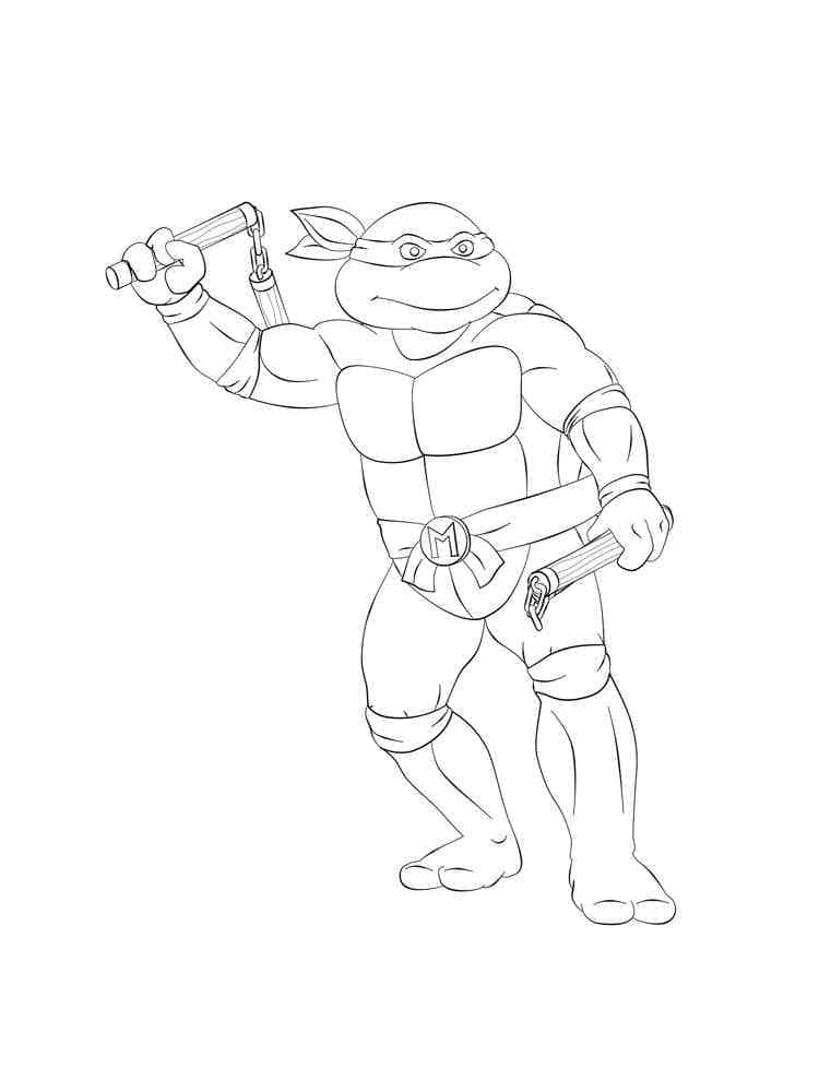Desenho de Michelangelo em Tartarugas Ninjas para Colorir