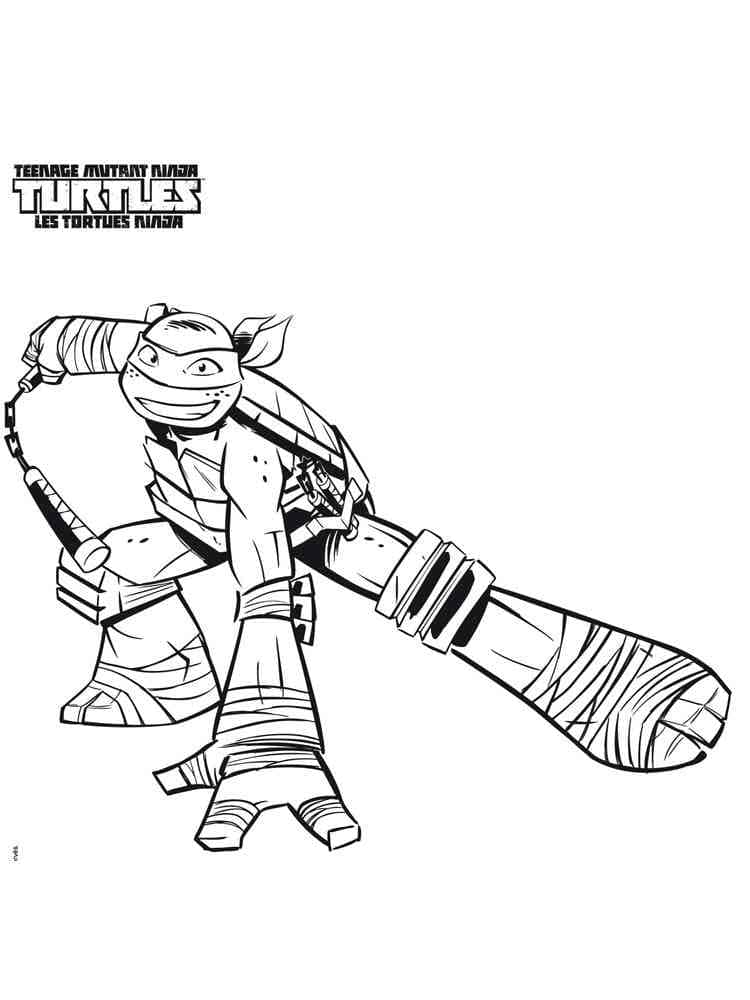 Desenho de Michelangelo Tartarugas Ninjas Animado para Colorir