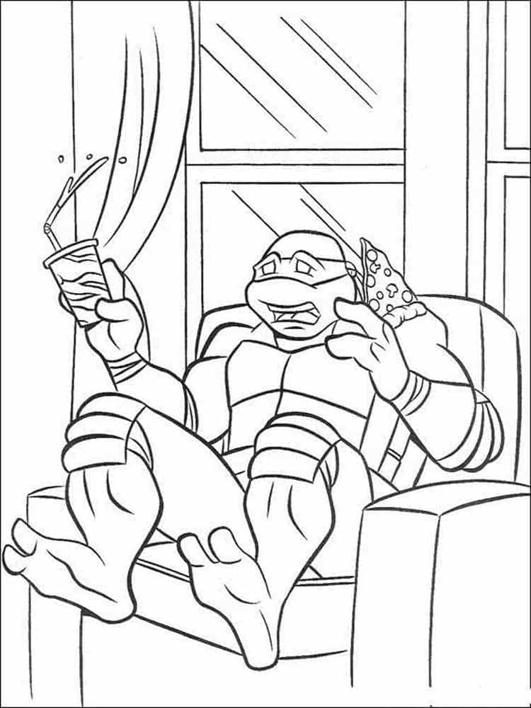 Desenho de Michelangelo Tartarugas Ninjas Engraçado para Colorir