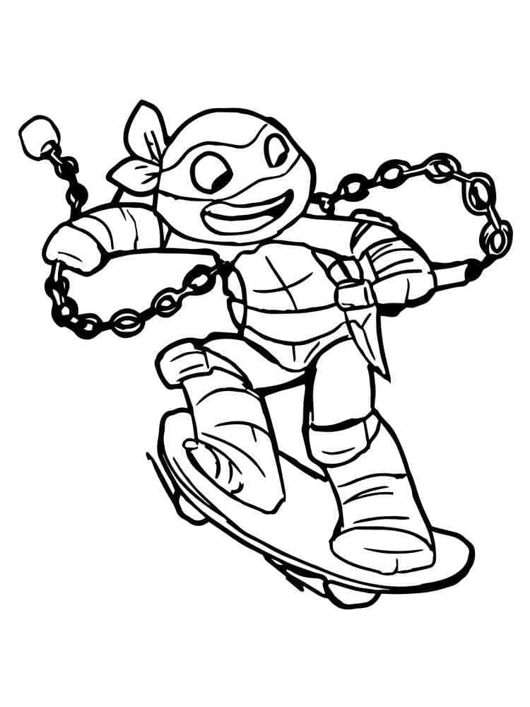Desenho de Michelangelo Tartarugas Ninjas Fofo para Colorir