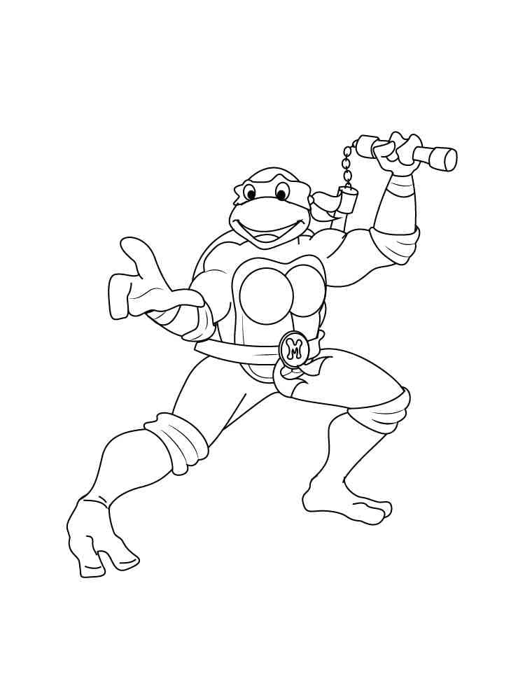 Desenho de Michelangelo Tartarugas Ninjas Sorridente para Colorir