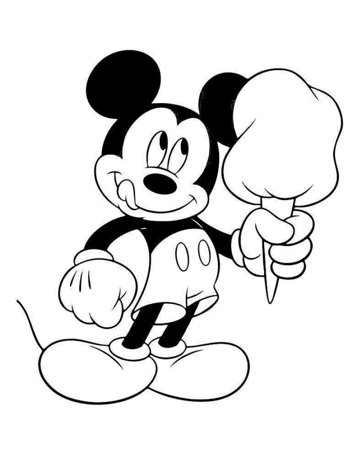 Desenho de Mickey Mouse com Sorvete para Colorir Download