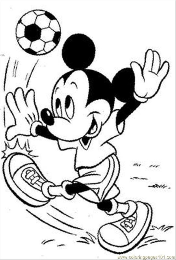 Desenho de Mickey Mouse Jogando Futebol para Colorir Download Pdf