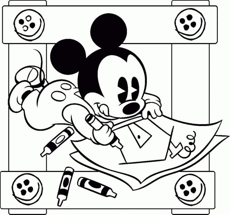Desenho de Mickey Mouse para Colorir com Giz de Cera Download