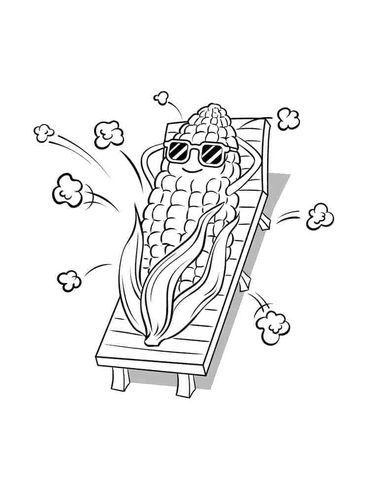Desenho de Milho Animado para Colorir