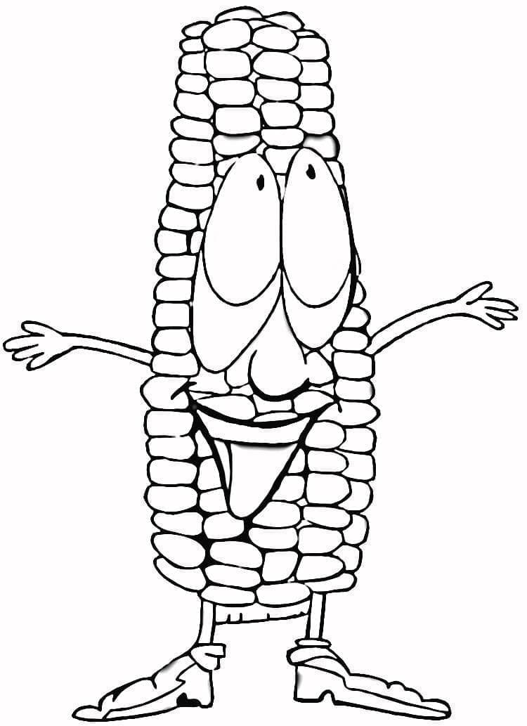 Desenho de Milho Engraçado para Colorir