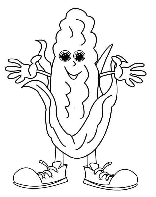Desenho de Milho Feliz para Colorir