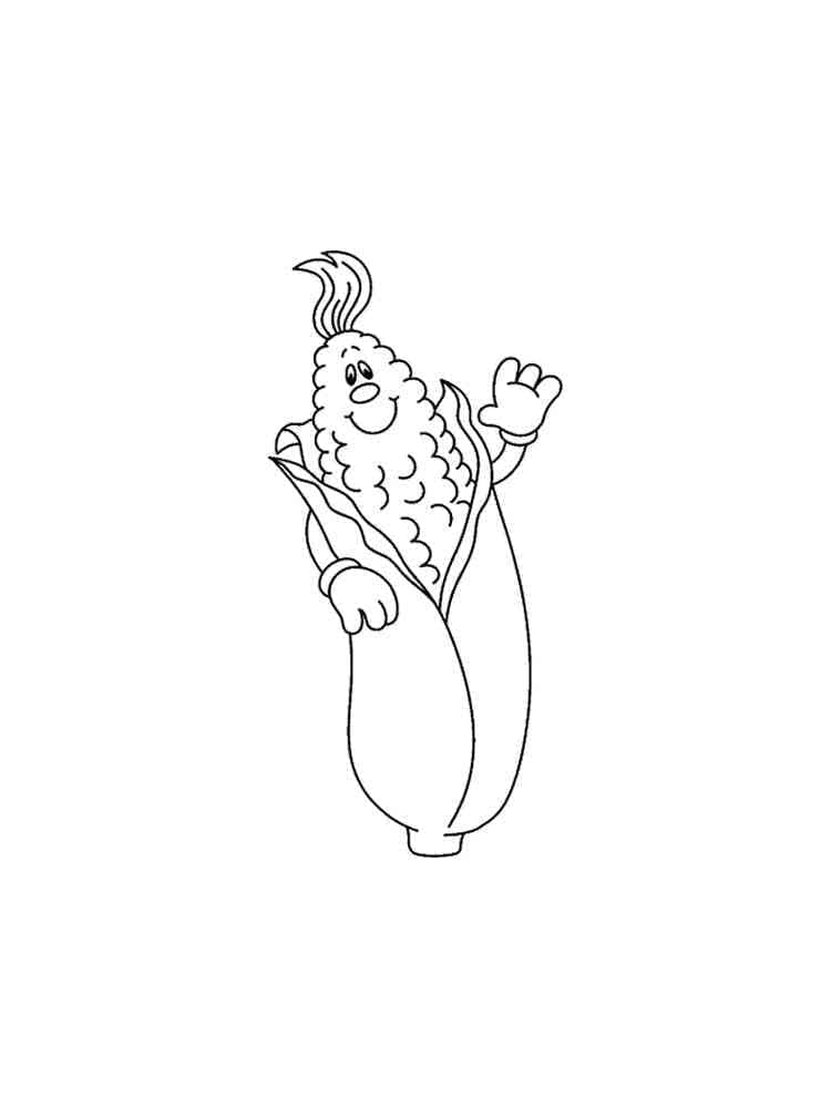 Desenho de Milho Fofo para Colorir