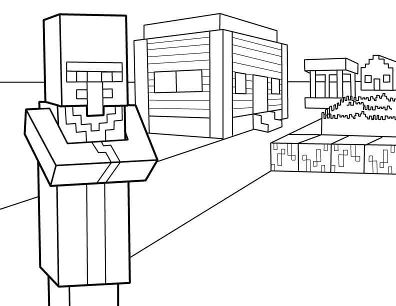 Desenho de Aldeão de Minecraft para Colorir