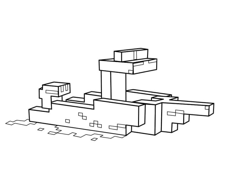 Desenho de Barco Minecraft para Colorir
