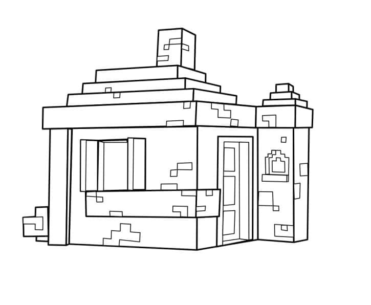 Desenho de Casa Minecraft para Colorir